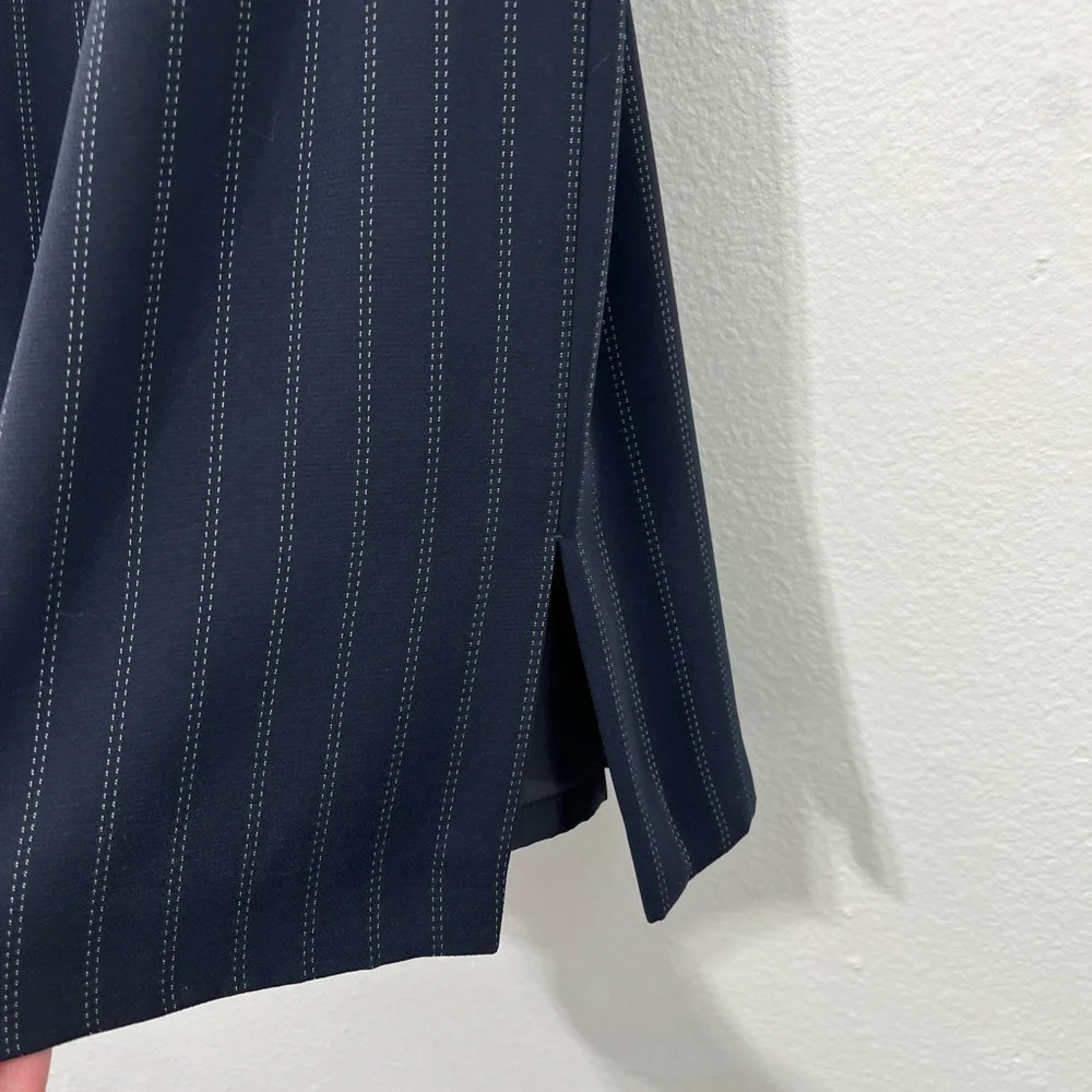 Tahari Navy Double Pinstriped Suit Jacket and Skirt Size 6 - Picture 5 of 7